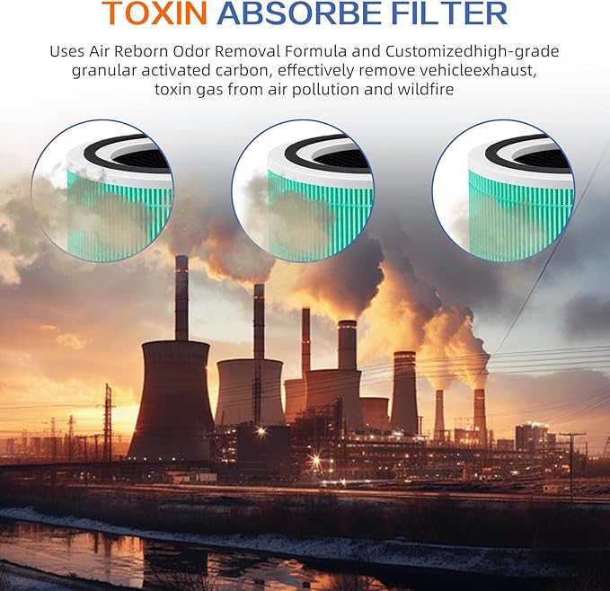 240 True HEPA Toxin Absorber Replacement Filter 14 for Puro 240 Air Purifier,3-in-1 High-Efficiency HP-14 with Activated Carbon Filter,2 Pack,Green