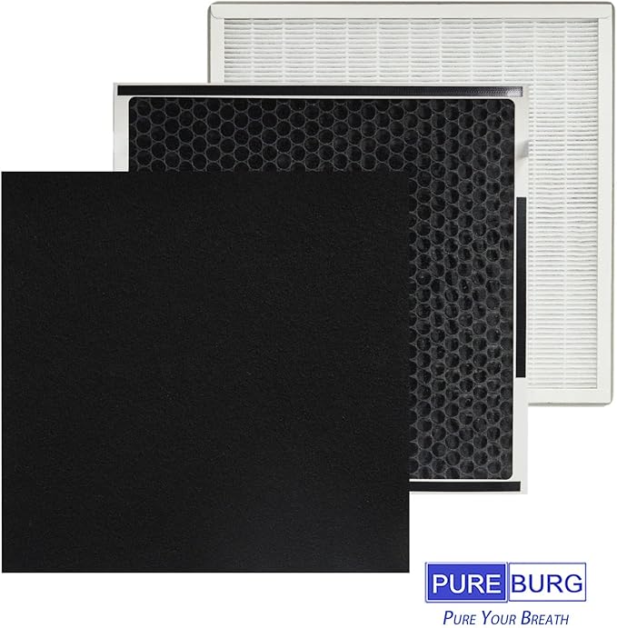 PUREBURG MT-8500 Replacement True HEPA Filter Compatible with Surround Air Multi-Tech 8500 Air Purifier, H13 3-Stage Filtration Activated Carbon,2-Pack