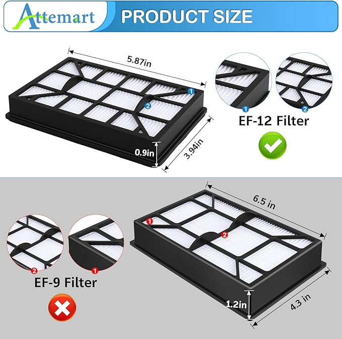 EF-12 HEPA Filter Replacement for Kenmore 62731, 52731, 81615, 81614, BC4026 Canister Vacuum Cleaners, Part #591021101, 2 Pack 600 Series Exhaust Filter for Kenmore