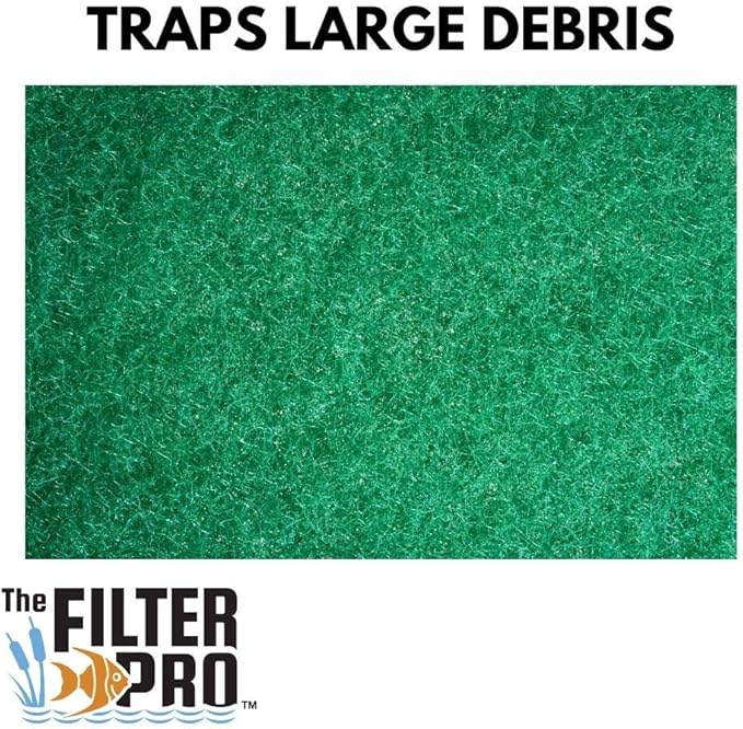 Green Coarse Filter Media, 2" Thick, 12" x 12" Pads, 2 Pack, Perfect for Aquariums, Ponds or Water Gardens, Made in USA