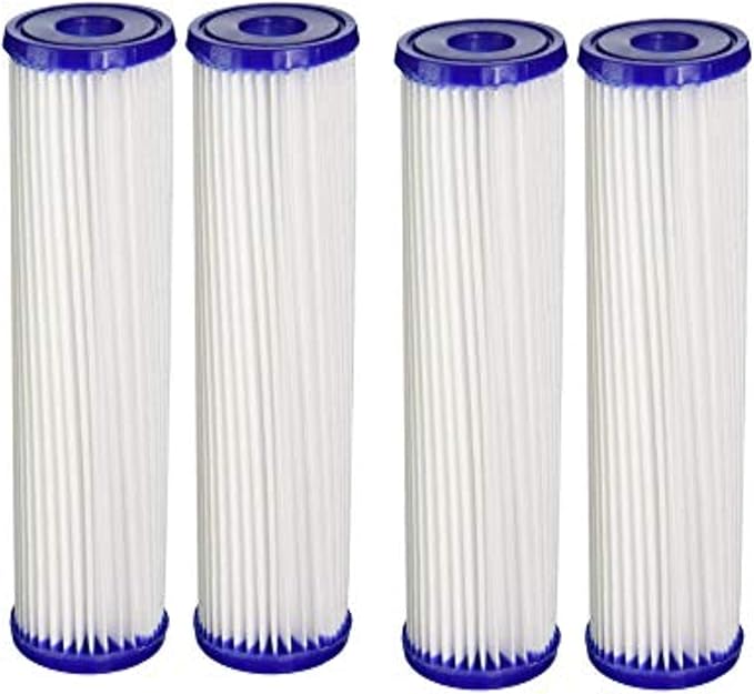 CFS – 4 Pack Whole House Pleated Water Filter Cartridges – Remove Bad Taste & Odor – Whole House Replacement Water Filter Cartridge - 30 Micron - White