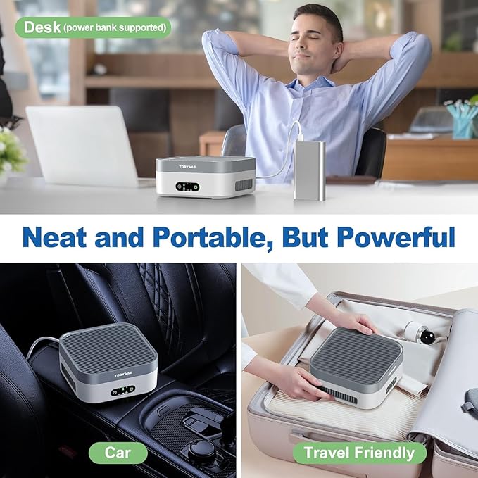 Air Purifier 2 Pack for Bedroom Up to 1200 ft², H13 True HEPA Air Purifier for Pets Dust Dander Pollen Odor Smoke, with New Quiet Wind Wheel System, for Desk/Car/Travel