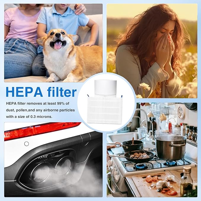 2 Pack 511 Replacement Filter Compatible with Blueair Blue Pure 511 Air Purifier, 2-in-1 True HEPA Filter and Activated Carbon Filter