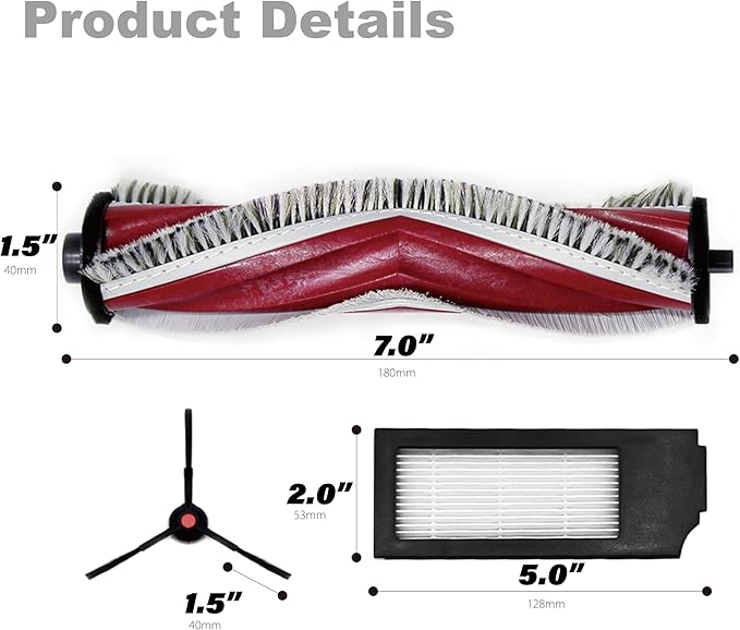 Robot Vacuum Replacement Parts Fit For Yeedi C12 Pro Plus, Replacement Accessories kit Fit For Yeedi C12 Plus(13PC- BRUSH ROLL& SWEEP& FILTER)