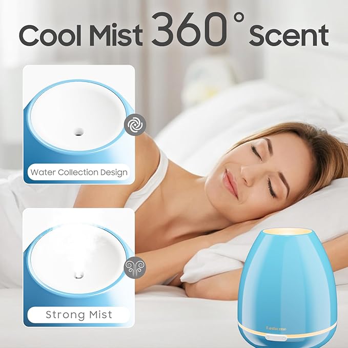 300ml Aromatherapy Scent Diffuser, 7 Color LED Auto Essential Oil Diffuser, Suitable for Pets, Home, Office, Yoga, 20H Long Lasting, Automatic Shutdown (Sky Blue)