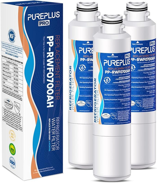 PUREPLUS DA29-00020B NSF/ANSI 53&42 Certified Replacement for SAMSUNG Fridge RF28HFEDTSR, RF263BEAESG, RF263BEAESR AA, HAF-CIN/EXP, RF28HMEDBSR/AA, RWF0700A Refrigerator Water Filter, 3PACK