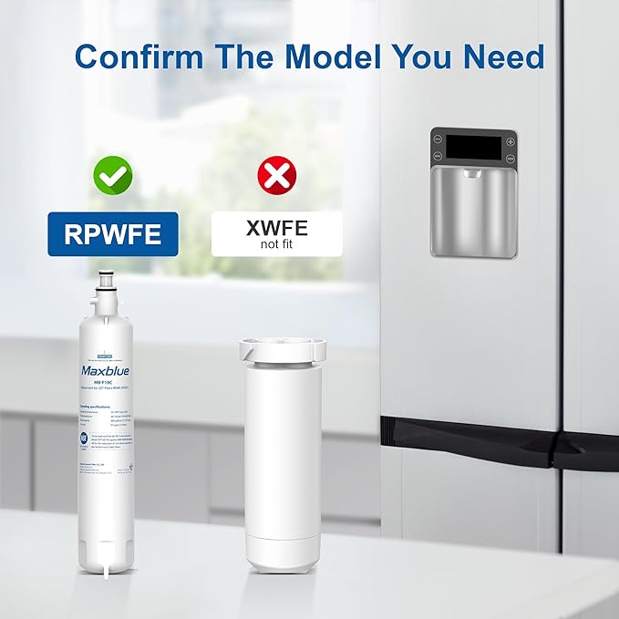 Maxblue Replacement for GE® RPWFE®, RPWF (with CHIP) Refrigerator Water Filter, Compatible with WSG-4, WF277, GFE28GMKES, PFE28KBLTS, GFD28GSLSS, PWE23KSKSS, GYE22HMKES, DFE28JSKSS