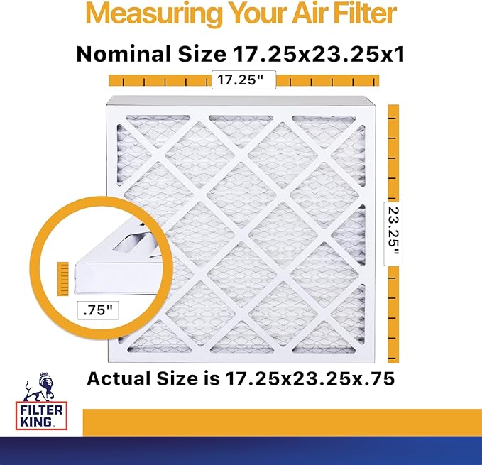 Filter King 17.25x23.25x1 Air Filter | 12-PACK | MERV 13 HVAC Pleated A/C Furnace Filters | MADE IN USA | Actual Size: 17.25 x 23.25 x .75"
