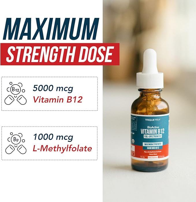 BioActive Vitamin B12 5000 mcg | Contains 3 BioActive Forms B12 Plus Methylfolate Cofactor - Methyl B12, Adenosyl B12 & Hydroxy B12 | Sublingual Form, Cherry Flavor, Organic, Vegan (60 Servings)