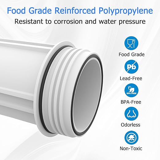 FHW10 Whole House Water Filter Housing, Fit 10"x2.5" Sediment etc Filters for Well and City Water, Pre-Filtration System for Home, 3/4" NPT Port, Pressure Release