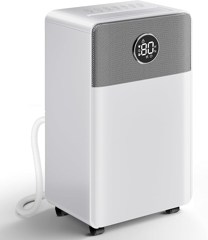 2500 Sq.Ft Dehumidifiers with Drain Hose, Max 34 Pints, Intelligent Humidity Control, 24H Timer, 3 Modes, Child Lock, Auto Defrost, Ideal for RV, Bathroom, Bedroom