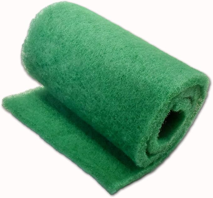 Green Coarse Filter Media, 2" Thick, 28" x 120" Roll, Perfect for Aquariums, Ponds or Water Gardens, Made in USA