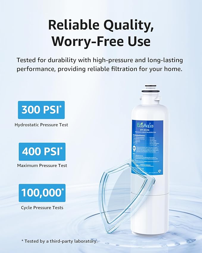 EcoAqua 11032531 Replacement for Bosch® Ultra Clarity® Pro BORPLFTR50, 12033030, 11025825, BORPLFTR55, B36CD50SNS, B36CT80SNS, B36CL80ENS, B36FD50SNS, WFC100MF, Refrigerator Water Filter, 1 Filter