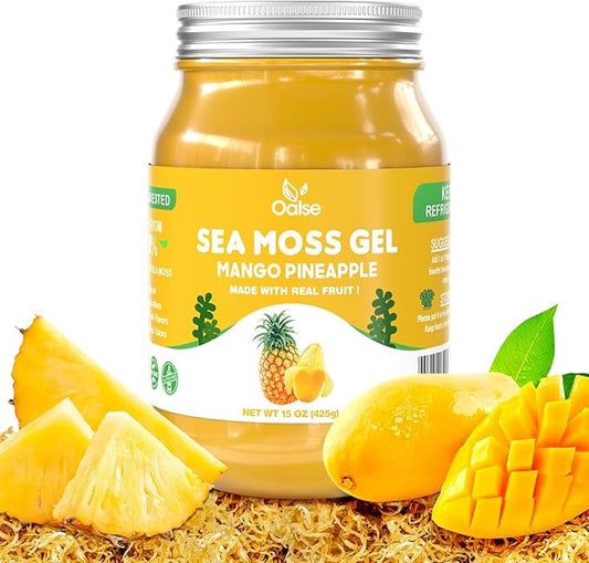 Sea Moss Gel Mango Pineapple Flavor - Natural Seamoss Gel with 92 Minerals and Vitamins - Non-GMO, Gluten-Free, Vegan - Immune Defense-15 OZ