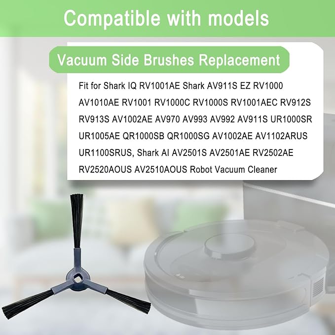 Upgraded Vacuum Side Brushes Replacement for Shark IQ R101AE RV1001AE AV912S AV911S AV1010AE RV1000 AV970 AV993 AV1002AE Shark AI AV2501S AV2501AE RV2610WD RV2610WA RV2502AE Robot Vacuum Cleaner