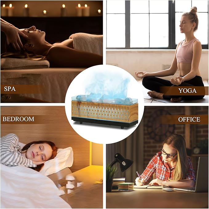 Essential Oil Diffuser for Home 200ML, Himalayan Salt Lamp Diffuser Aromatherapy Diffuser with Ultrasonic Humidifier 7 LED Colors 2 Timing Modes Auto Off Diffuser for Spa,Yoga,Office