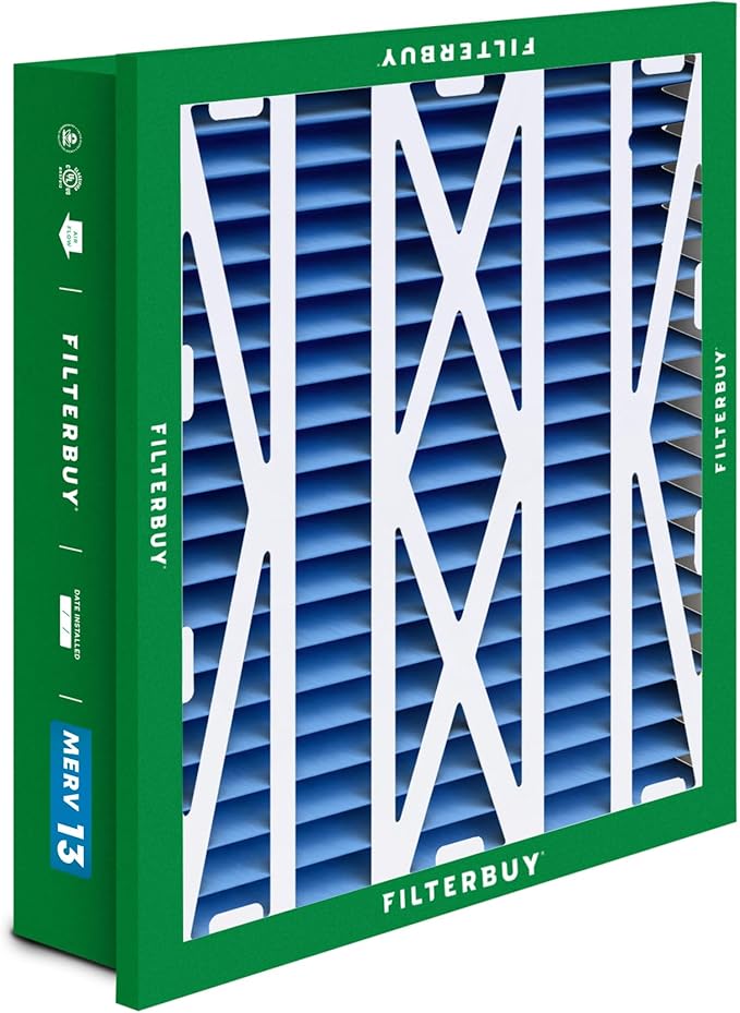 Filterbuy 20x25x5 Air Filter MERV 13 Optimal Defense (2-Pack), Pleated HVAC AC Furnace Air Filters Replacement for Honeywell Return Grille (Actual Size: 18.38 x 23.38 x 3.69 Inches)