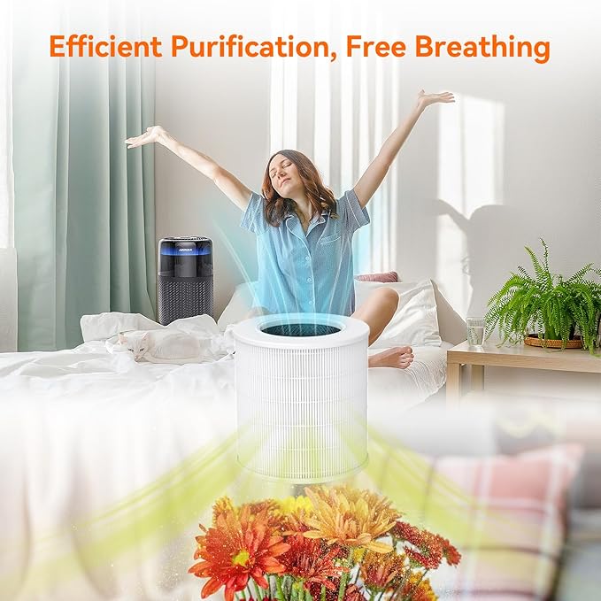 AIRROMI A2005 HEPA Air Purifier Replacement Filter, 3-In-1 Original Filter, Remove 99.97% of 0.3 Micron Particle 1 Pack White Activated Carbon 1Pack