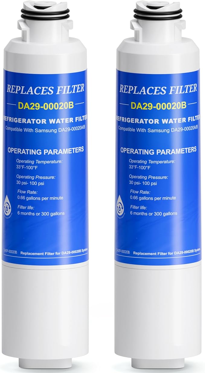 CHOPLO DA29-00020B Compatible with Samsung Water Filter DA29-00020B, DA29-00020A, DA-97-08006A-B, HAF-CIN/EXP, HAF-CIN, HAF-CIN- exp, HAFCIN, 04609101000, 09101, 46-9101, 469101, 2 Pack