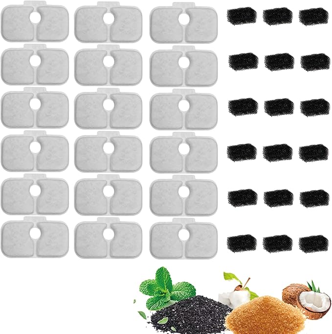 18Pack Cat Water Fountain Replacement Filter for PETLIBRO Dockstream Cat Water Fountain PLWF005/PLWF115/PLWF105, Triple Filtration System Replacement Filter, Cordless Ultra-Quiet Pet Water Fountain