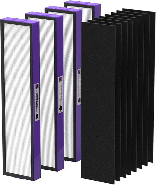 FLT5250PT True HEPA Replacement Filter Compatible with Air Purifier Filter C Pet, 4 HEPA with 8 Carbon Pre-Filter for AC5250PT AC5000E AC5300B AC5350W AC5350B CDAP5500 and More