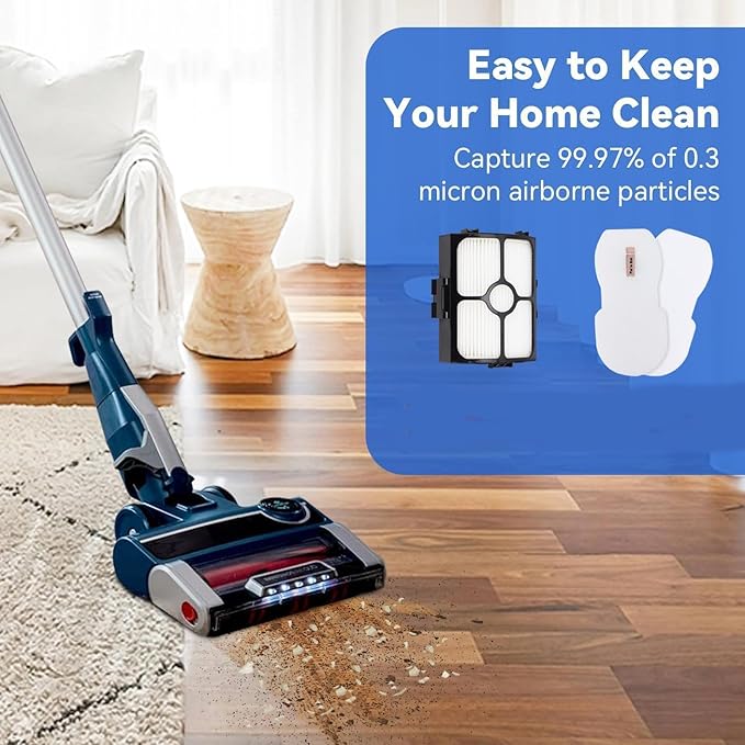 Vacuum Filter Replacement for Shark HZ3002 HZ3000 HZ4001AMZ HZ4002 Stratos Ultralight Corded Stick Vacuum Cleaner, Replace part XFFKHZ3000 XHFHZ3000, 2 HEPA Filter & 6 Foam and Felt Filters