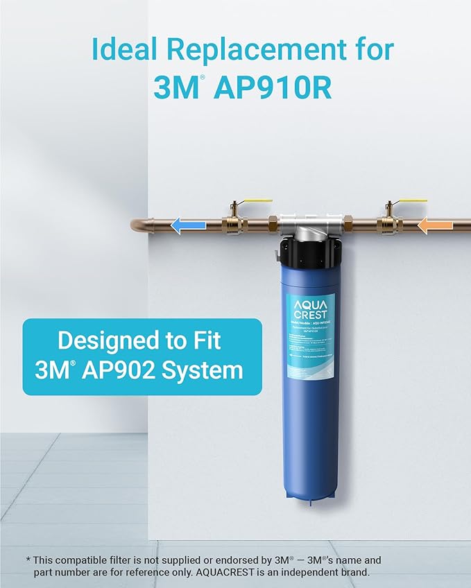 AQUA CREST W03AE Whole House Water Filter, Well Water Filter Replacement for Aqua-Pure® AP910R, Compatible with 3M® Aqua-Pure® AP902 System, 10000 Gallons, Reduces Sediment, 1 Pack