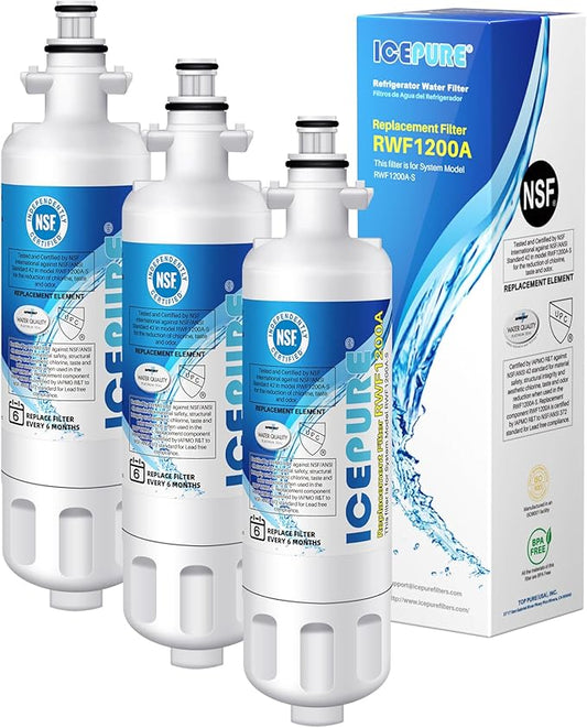 ICEPURE ADQ36006101 9690 Water Filter Replacement for LG LT700P, Kenmore Elite 46-9690 ADQ36006102, RWF1200A, CLCH106, RWF1052 LFX28968ST LFXS29626S LFXS30766S LFX31925ST LFX31945ST Refrigerator,3PACK