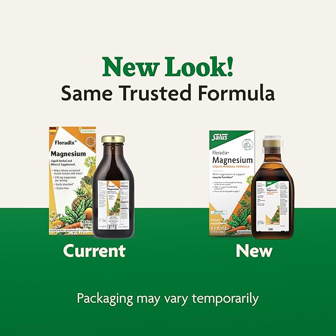 Floradix Magnesium - Liquid Herbal & Mineral Supplement for Bone Support, Digestive Health* & More - Vegetarian, Non-GMO - 8.5 fl oz