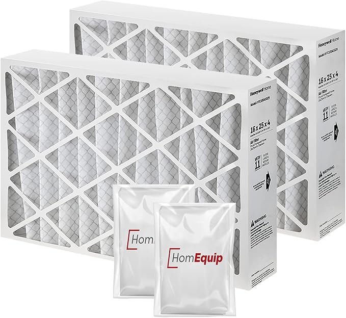 Furnace Filters 16x25x4 - HVAC Air Filter Replacement FC100A1029 Merv 11 with Homequip Easy Disposal Bag (2 Pack)