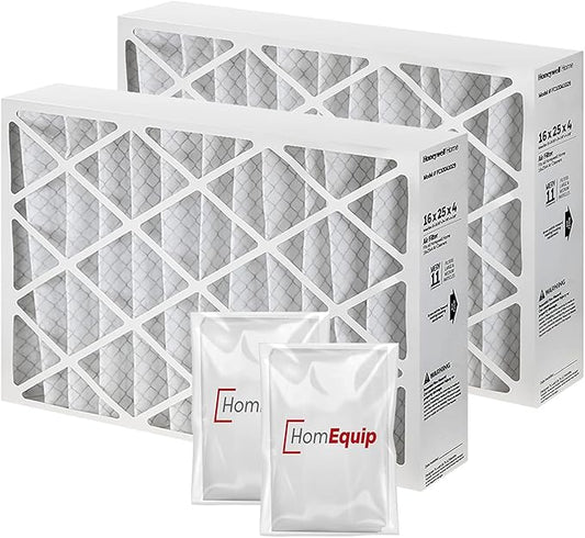 Furnace Filters 16x25x4 - HVAC Air Filter Replacement FC100A1029 Merv 11 with Homequip Easy Disposal Bag (2 Pack)