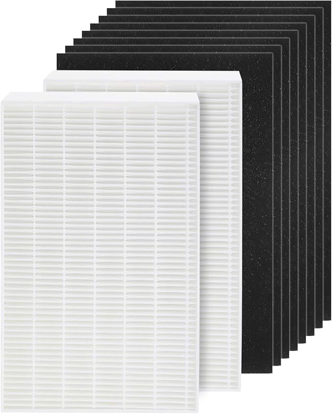 HPA100 HEPA Filter Replacement HRF-ARVP100 for Honeywell HPA100 Series Air Purifier, HPA094, HPA104, HPA105 HPA3100, HPA5100 Series, 2 HEPA R and 8 Precut Carbon Pre-Filters A