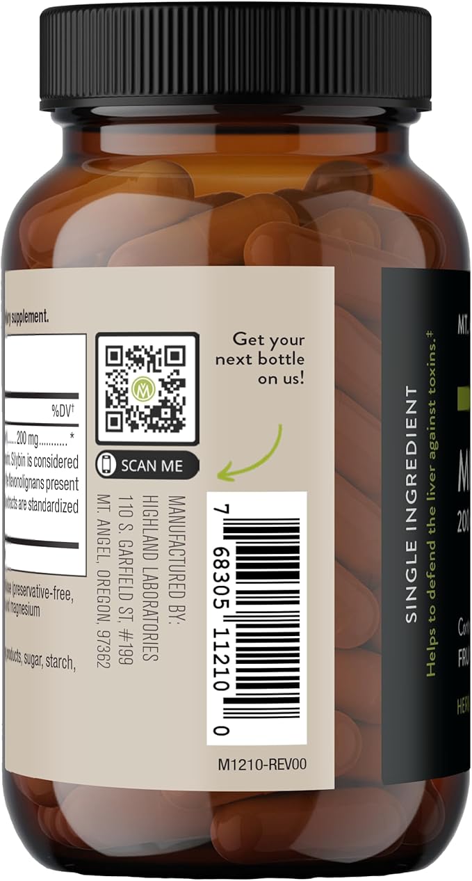 Mt. Angel Vitamins' Milk Thistle - Vegetarian Liver Support Supplement - Optimal Liver Health & Herbal Detox - Non-GMO & Gluten-Free - Made in The USA - 60 Capsules
