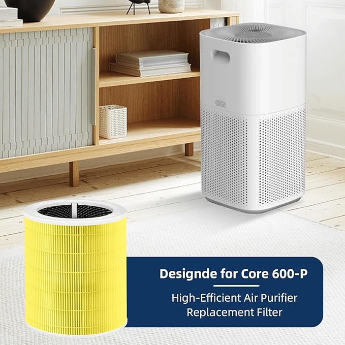 Core 600S Pet Care Replacement Filter for LEVOIT Core 600S & Core 600S-P Air Purifier, 3-in-1 H13 True HEPA with Activated Carbon Filter for Home Large Room,Core 600S-RF,1 Pack,Yellow