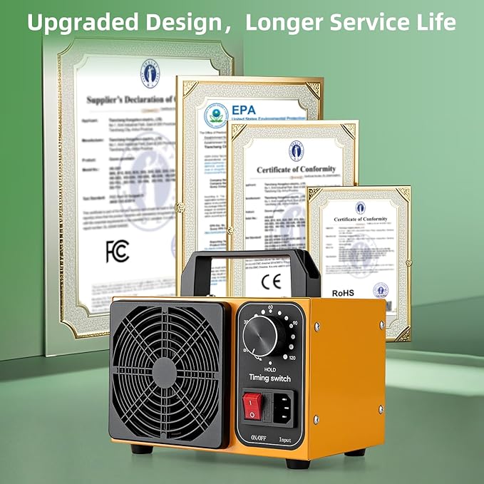 HHGM 98,000mg/h Dual-Fan Ozone Machine Generator High Capacity Ozone Odor Eliminator Odor Removal Air Purifier Ionizer & Deodorizer for Car, Home, Smoke, Pets, Industrial, Basement, Commercial