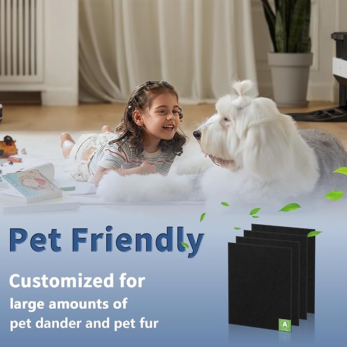 HRF-A300 Pre Filter A Replacement for Honeywell HEPA Air Purifier HPA300 Series, Funmit 4 Pack Precut Activated Carbon Pre Filter Replacement Compatible with Honeywell Air Purifier Prefilter A