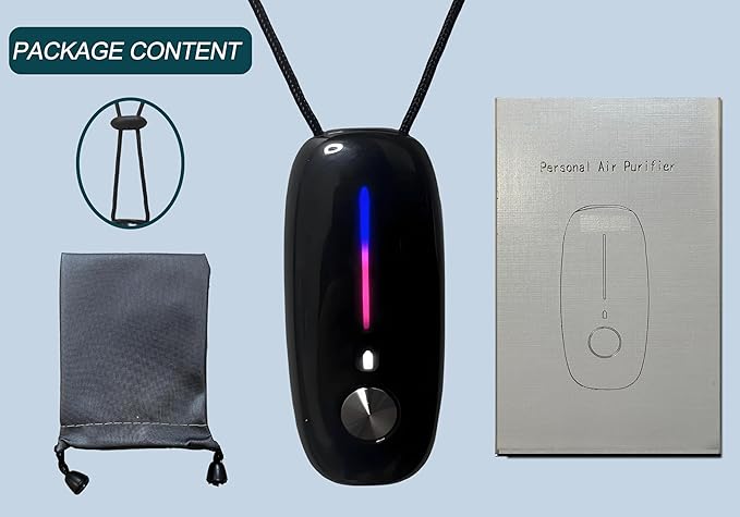 Portable Air Purifier– Wearable Personal Ionizer for Cleaner Air Necklace, Compact & Rechargeable, Ideal for Travel, Office, and Outdoor Use – 120 million Ions