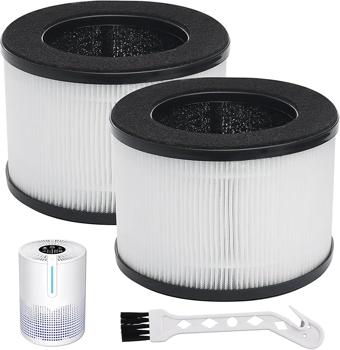 2 Pcs M01 Air Filter Replacement Compatible with MOOKA M01 Air Purifier, H13 True Hepa Filter, 3-in-1 Pre-Filter Activated Carbon Filter Filtration System