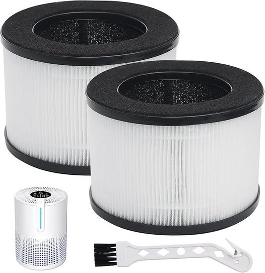 2 Pcs M01 Air Filter Replacement Compatible with MOOKA M01 Air Purifier, H13 True Hepa Filter, 3-in-1 Pre-Filter Activated Carbon Filter Filtration System