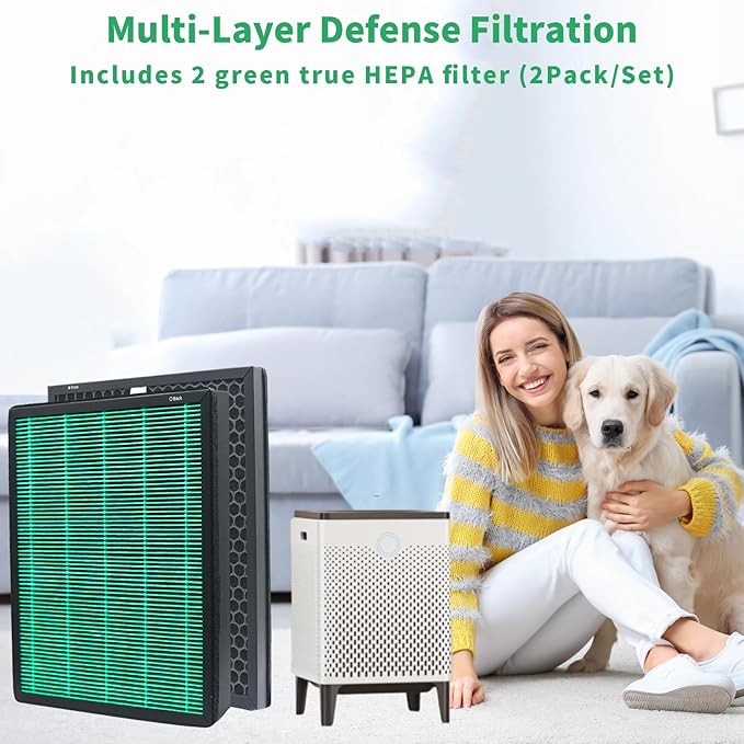 2 Pack Replacement Filter Compatible with Coway AIRMEGA Max2 400 400S(AP-2015-FP) 400(G) 400S(G) Air Purifier, Max2 Green True HEPA and Active Carbon Filter Set.