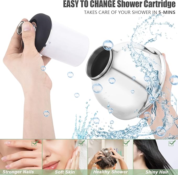 Metal Filtered Shower Head for Hard Water, High Pressure 6'' Rain Shower Head with Built-in Filter, Removes Chlorine & Impurities, Softens Water for Hair, Skin,Easy to Install,Chrome Finish