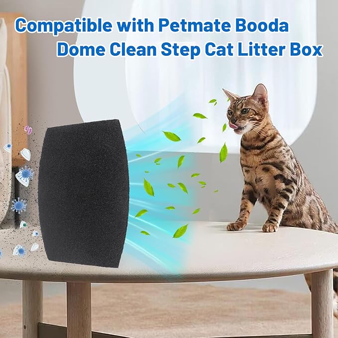 10 Pack Cat Litter Box Replacement Carbon Filters Compatible with Petmate Booda Clean Step Cat Litter Box, Eliminate Odor and Controls Moisture on Pet's Body Keep Home Fresh