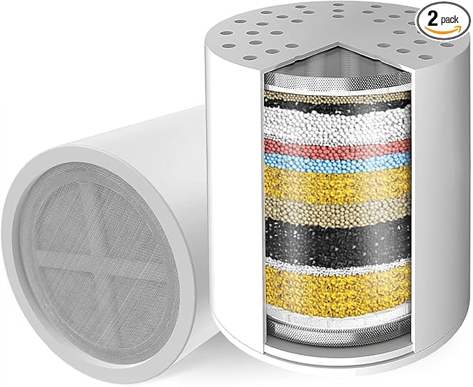 Voolan 2 Pack Replacement Shower Filter Cartridge -20 Stage Hard Water Shower Filter For Remove Chlorine And Heavy Metals, Water Softening - Reduces Dry Itchy Skin