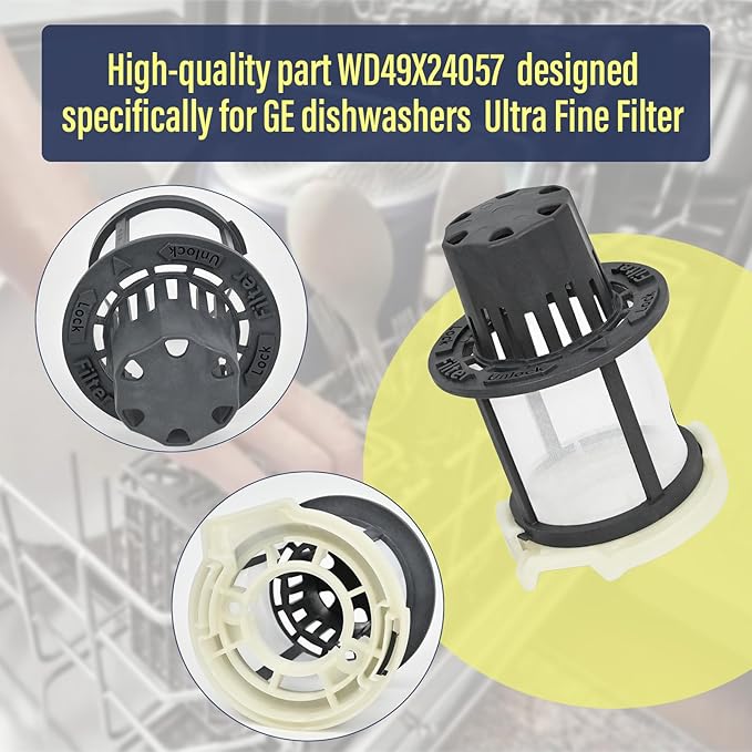 WD49X24057 Dishwasher Ultra Fine Filter Kit For GE Replacement parts WD49X24057 WD12X21976 4582690 PS12342852 WD12X10416 WD12X20107 WD12X20549 WD12X21676 WD12X22560 WD12X23736 Fine Filter Kit