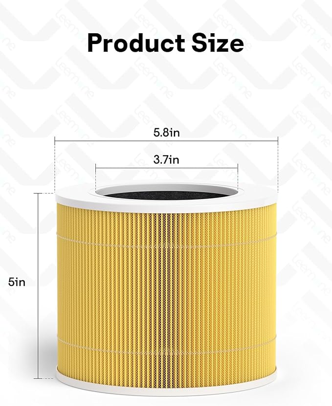 3 Pack Core Mini Pet Replacement Filter for LEVOIT Core Mini Air Purifiers, High-Efficiency Activated Carbon,Yellow