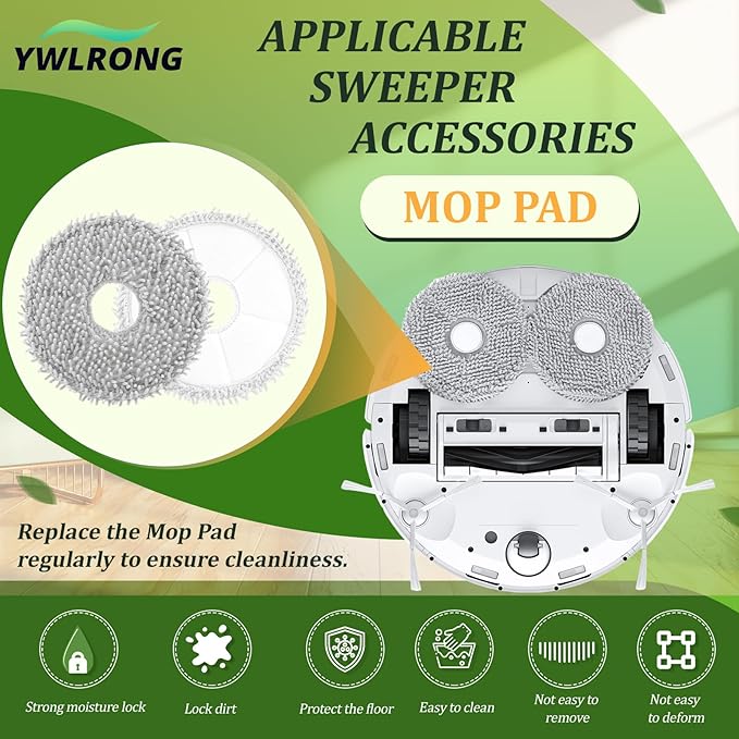 Replacement Parts for ECOVACS DEEBOT T20 Omni/T20 Max/ T20 Pro /T20e Omni Accessories Kit with 1 Rubber Brush,4 Dust Bags,4 Hepa Filters,4 Mop Pads,6 Side Brushes Vacuum Cleaner Set Accessories