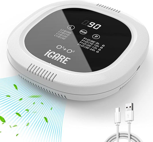 Ozone Odor Eliminator for Strong Odor 10,000mAh Rechargeable Cat Litter Deodorizer Dog Poof Odor Removal Ionizer Air Purifier for Home Toilet Kitchen Pets Shoe Smoke Car Formaldehyde Air Freshener