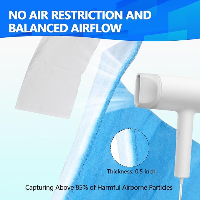 20" x120" Air Vent Filters, Cut to Fit Air Filter (80+ Filters), MERV 8 Triple Vent Filter for Home Floor, Ceiling, RV, HVAC Furnace Vents, With Adhesive Hook Tape and Installation Tape