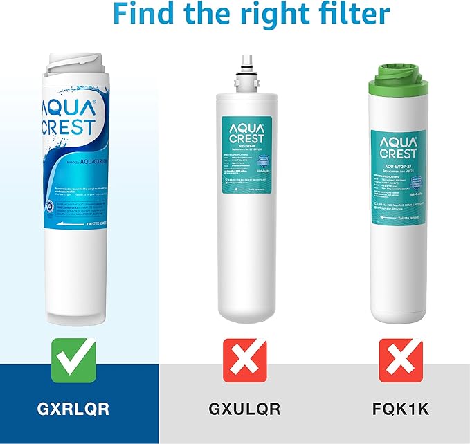 AQUACREST GXRLQR Undersink Inline Water Filter, NSF 42 Certified, Reduces Chlorine, Taste&Odor, Replacement for GE SmartWater Twist and Lock in-Line GXRLQR Water Filter (Pack of 3)