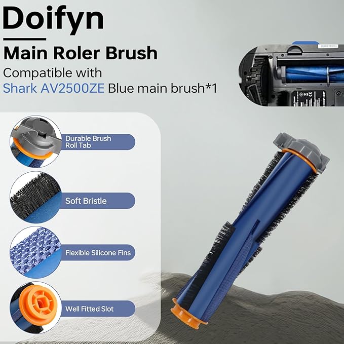Replacement Parts Compatible with Shark AI AV2501S AV2511AE AV2501AE RV2502AE RV2610WA AV2510AOUS RV2520AOUS Robot Vacuum Cleaner, 1Main Brush, 2 motor pre-filters, 2Foam Filters, 6Side Brushes